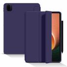 For Xiaomi Pad 5 / Pad 5 Pro Skin Feel Matte Honeycomb Leather Tablet Case with Tri-fold Bracket(Navy Blue) - 1