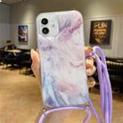 For iPhone 12 Marble Pattern Lanyard Phone Case(2) - 1