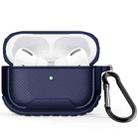 Leather Texture Anti-scratch Anti-full Earphone Protective Case with Hook For AirPods Pro(Royal Blue) - 1
