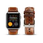 For Apple Watch Series 7 45mm / 6 & SE & 5 & 4 44mm / 3 & 2 & 1 42mm Oil Wax Retro Cowhide Strap Watch Band(Brown) - 1