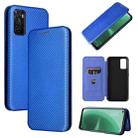 For OPPO A55s 5G Carbon Fiber Texture Horizontal Flip Leather Phone Case(Blue) - 1