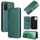 For OPPO A55s 5G Carbon Fiber Texture Horizontal Flip Leather Phone Case(Green) - 1