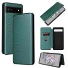 For Google Pixel 6a Carbon Fiber Texture Horizontal Flip Leather Phone Case(Green) - 1