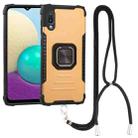 For Samsung Galaxy A02 / M02 Lanyard Aluminum TPU Case(Gold) - 1