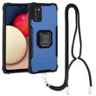 For Samsung Galaxy A03s 166mm Lanyard Aluminum TPU Case(Blue) - 1