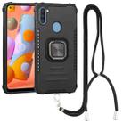 For Samsung Galaxy A11 / M11 Lanyard Aluminum TPU Case(Black) - 1