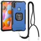 For Samsung Galaxy A11 / M11 Lanyard Aluminum TPU Case(Blue) - 1