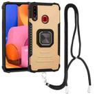 For Samsung Galaxy A20s Lanyard Aluminum TPU Case(Gold) - 1