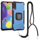 For Samsung Galaxy A21 Lanyard Aluminum TPU Case(Blue) - 1