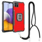 For Samsung Galaxy A22 5G Lanyard Aluminum TPU Case(Red) - 1