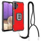 For Samsung Galaxy A32 5G Lanyard Aluminum TPU Case(Red) - 1