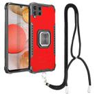 For Samsung Galaxy A42 5G Lanyard Aluminum TPU Case(Red) - 1