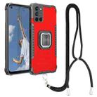 For Samsung Galaxy A52 4G / 5G Lanyard Aluminum TPU Case(Red) - 1