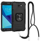 For Samsung Galaxy J7 Prime Lanyard Aluminum TPU Case(Black) - 1
