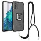 For Samsung Galaxy S20 FE Lanyard Aluminum TPU Case(Black) - 1