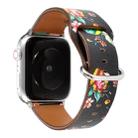 For Apple Watch Series 7 45mm / 6 & SE & 5 & 4 44mm / 3 & 2 & 1 42mm Floral Strap Watch Band(Black Red) - 1