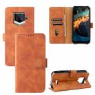 For Oukitel WP15 5G Solid Color Skin Feel Magnetic Buckle Leather Phone Case(Brown) - 1