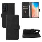 For vivo X70 Pro Solid Color Skin Feel Magnetic Buckle Leather Phone Case(Black) - 1