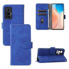 For vivo X70 Pro Solid Color Skin Feel Magnetic Buckle Leather Phone Case(Blue) - 1