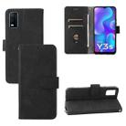 For vivo Y3s 2021 Solid Color Skin Feel Magnetic Buckle Leather Phone Case(Black) - 1