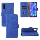 For vivo Y3s 2021 Solid Color Skin Feel Magnetic Buckle Leather Phone Case(Blue) - 1