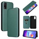 For vivo Y3s 2021 Carbon Fiber Texture Horizontal Flip Leather Phone Case(Green) - 1