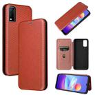 For vivo Y3s 2021 Carbon Fiber Texture Horizontal Flip Leather Phone Case(Brown) - 1
