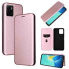 For vivo Y15s / Y15a Carbon Fiber Texture Horizontal Flip Leather Phone Case(Pink) - 1