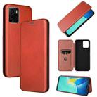 For vivo Y15s / Y15a Carbon Fiber Texture Horizontal Flip Leather Phone Case(Brown) - 1