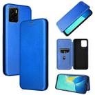 For vivo Y15s / Y15a Carbon Fiber Texture Horizontal Flip Leather Phone Case(Blue) - 1