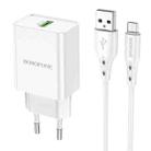 Borofone BN5 Single QC3.0 USB Charger with USB to Micro USB Cable, EU Plug(White) - 1