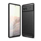 For Google Pixel 6a Brushed Carbon Fiber Texture Shockproof TPU Phone Case(Black) - 1