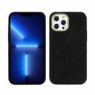 For iPhone 13 Pro Plush Roughout PU Phone Case (Black) - 1