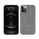 For iPhone 12 / 12 Pro Plush Roughout PU Phone Case(Grey) - 1