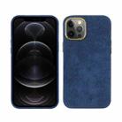 For iPhone 12 / 12 Pro Plush Roughout PU Phone Case(Blue) - 1