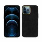 For iPhone 12 Pro Max Plush Roughout PU Phone Case(Black) - 1