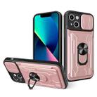 For iPhone 13 Sliding Camshield Card Phone Case(Rose Gold) - 1