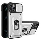 For iPhone 13 Pro Sliding Camshield Card Phone Case (White) - 1