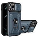 For iPhone 13 Pro Max Sliding Camshield Card Phone Case (Grey Blue) - 1