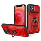 For iPhone 12 Sliding Camshield Card Phone Case(Red) - 1