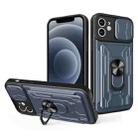 For iPhone 12 Sliding Camshield Card Phone Case(Grey Blue) - 1