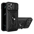 For iPhone 12 Pro Sliding Camshield Card Phone Case(Black) - 1