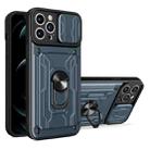 For iPhone 12 Pro Sliding Camshield Card Phone Case(Grey Blue) - 1