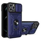 For iPhone 12 Pro Sliding Camshield Card Phone Case(Blue) - 1