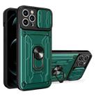 For iPhone 12 Pro Max Sliding Camshield Card Phone Case(Dark Green) - 1