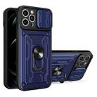 For iPhone 11 Pro Max Sliding Camshield Card Phone Case (Blue) - 1