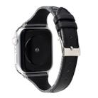 For Apple Watch Series 9&8&7 41mm / SE 3&SE 2&6&SE&5&4 40mm / 3&2&1 38mm Stitching Stripes Genuine Leather Watch Band Watch Band(Black) - 1