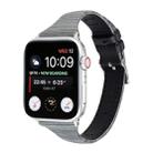 For Apple Watch Series 9&8&7 41mm / SE 3&SE 2&6&SE&5&4 40mm / 3&2&1 38mm Stitching Stripes Genuine Leather Watch Band Watch Band(Black) - 2