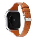 For Apple Watch Series 7 41mm / 6 & SE & 5 & 4 40mm / 3 & 2 & 1 38mm Stitching Stripes Genuine Leather Watch Band Watch Band(Brown) - 1