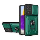 For Samsung Galaxy A72 4G / 5G Sliding Camshield Card Phone Case(Dark Green) - 1